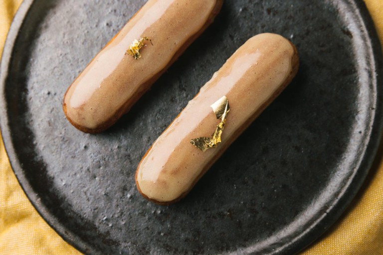 Vista de éclair vainilla pure, receta de eclair