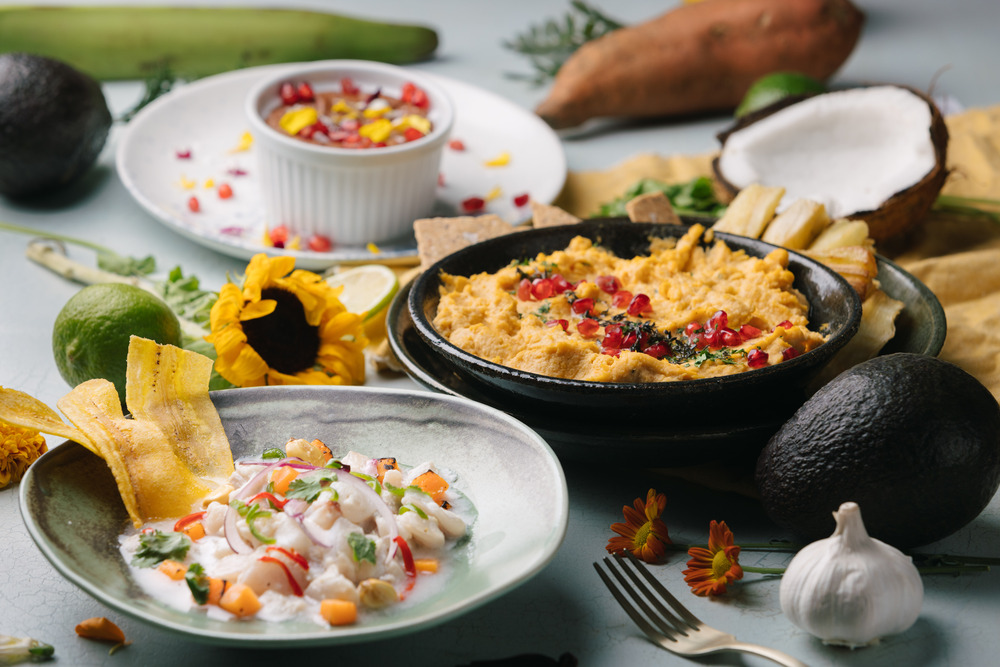 Varios platos de Grace Ramírez, cocina latinoamericana