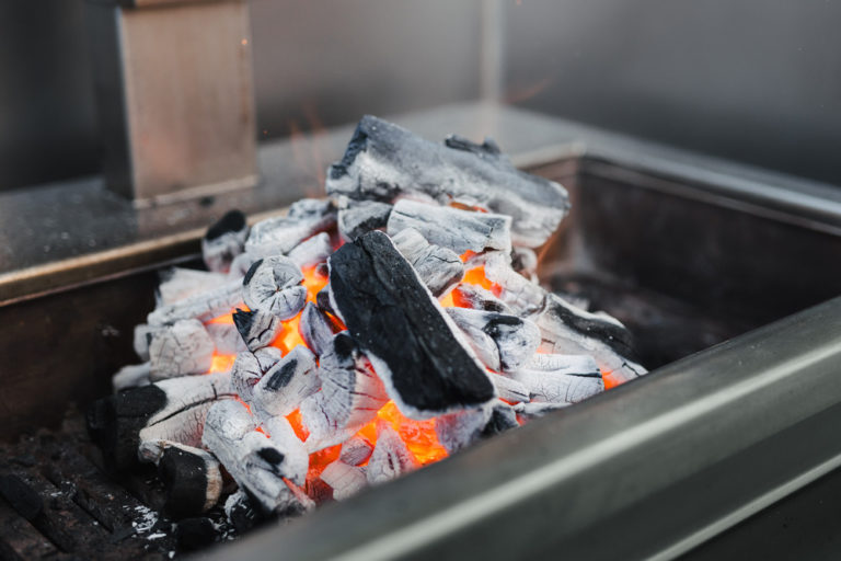 Brasas en la barbacoa, cocinar en barbacoas