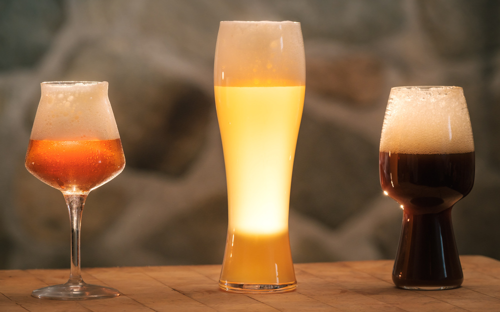 Copas con tres tipos de cervezas