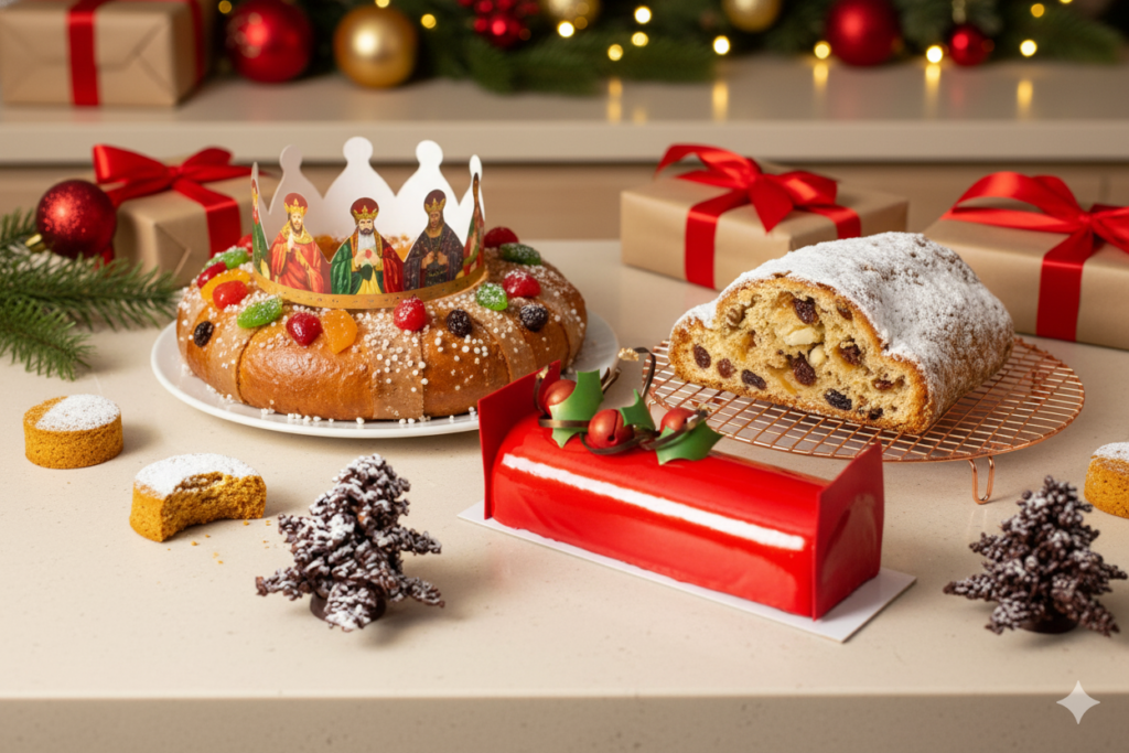 roscón de reyes, polvorón y stollen