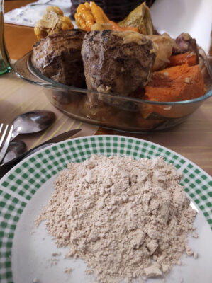 gofio and stewed vegetables