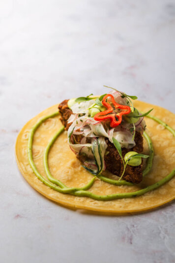 Cod tacos with avocado cream