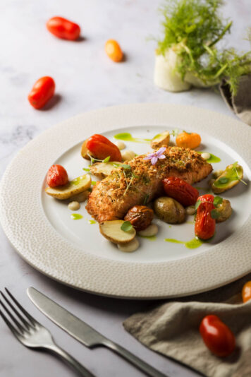 Herb-Crusted Salmon with Vegetables
