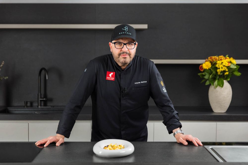 Antonio Bachour presents a plated restaurant dessert