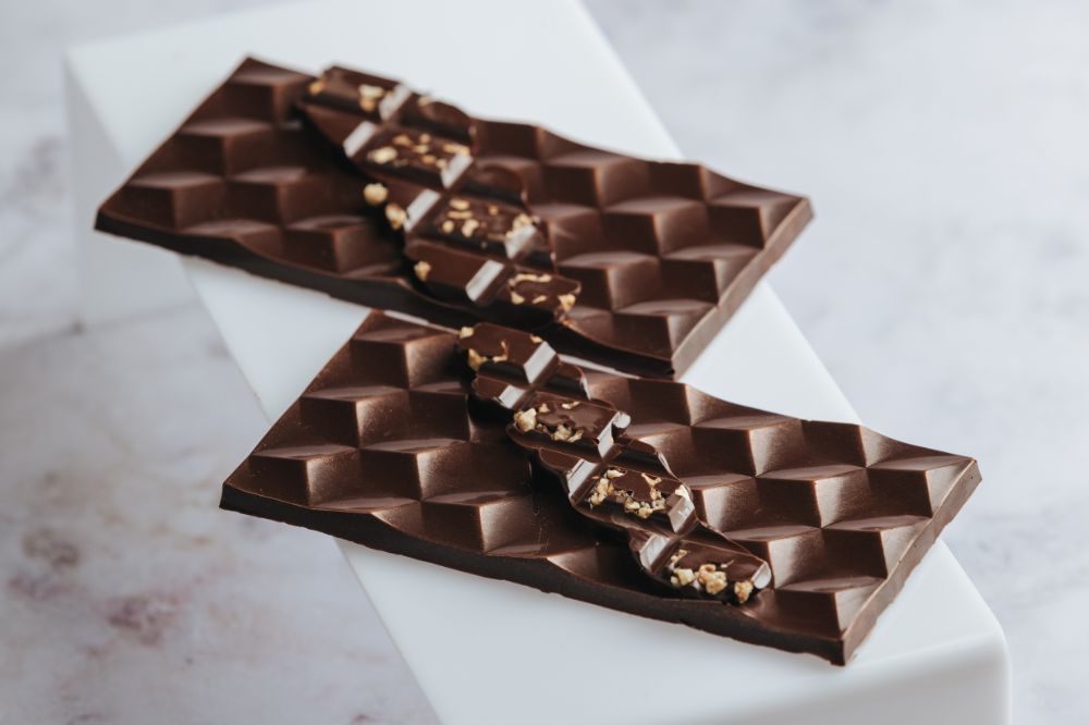 Solid dark chocolate tablet