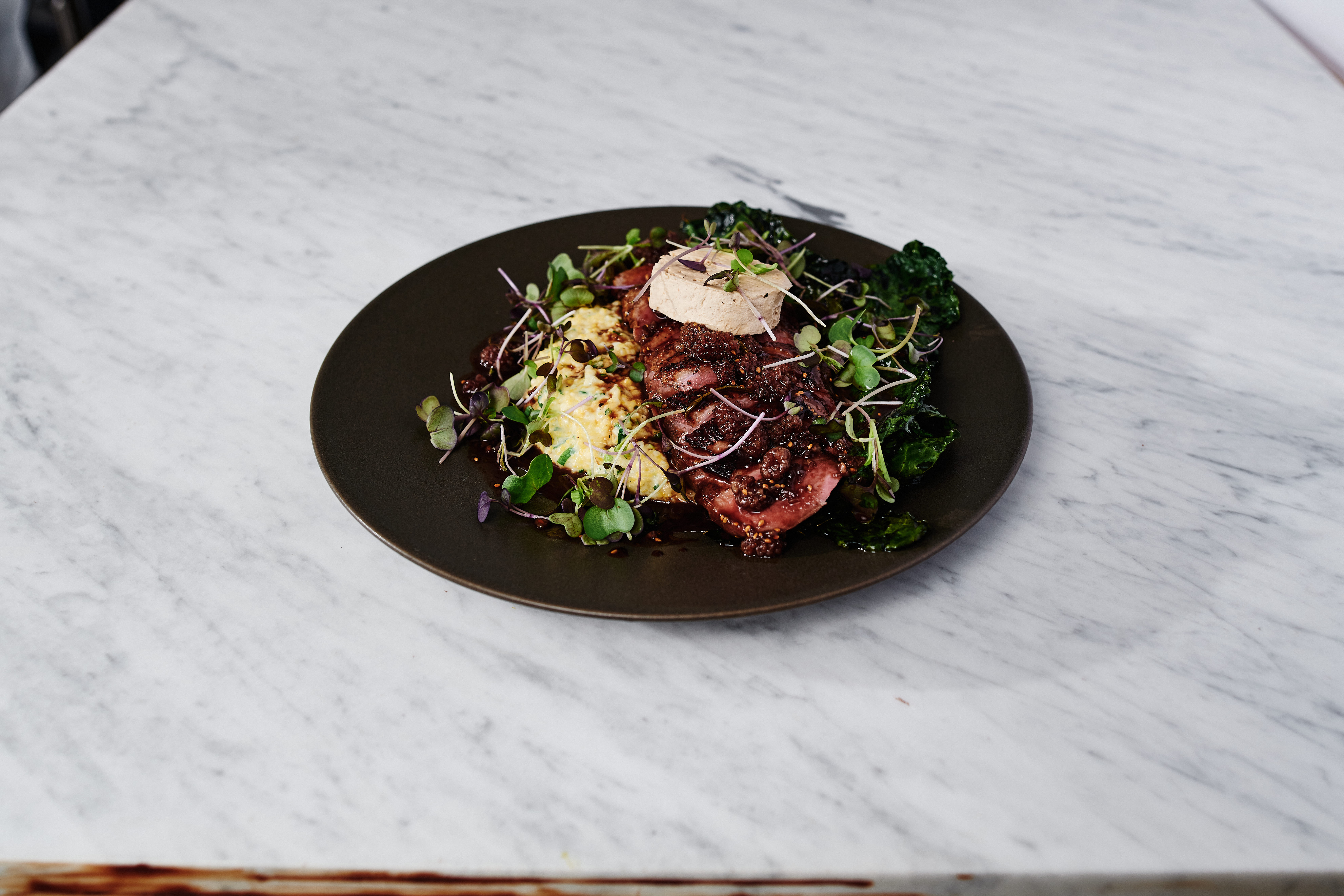 Crispy Duck and Grits