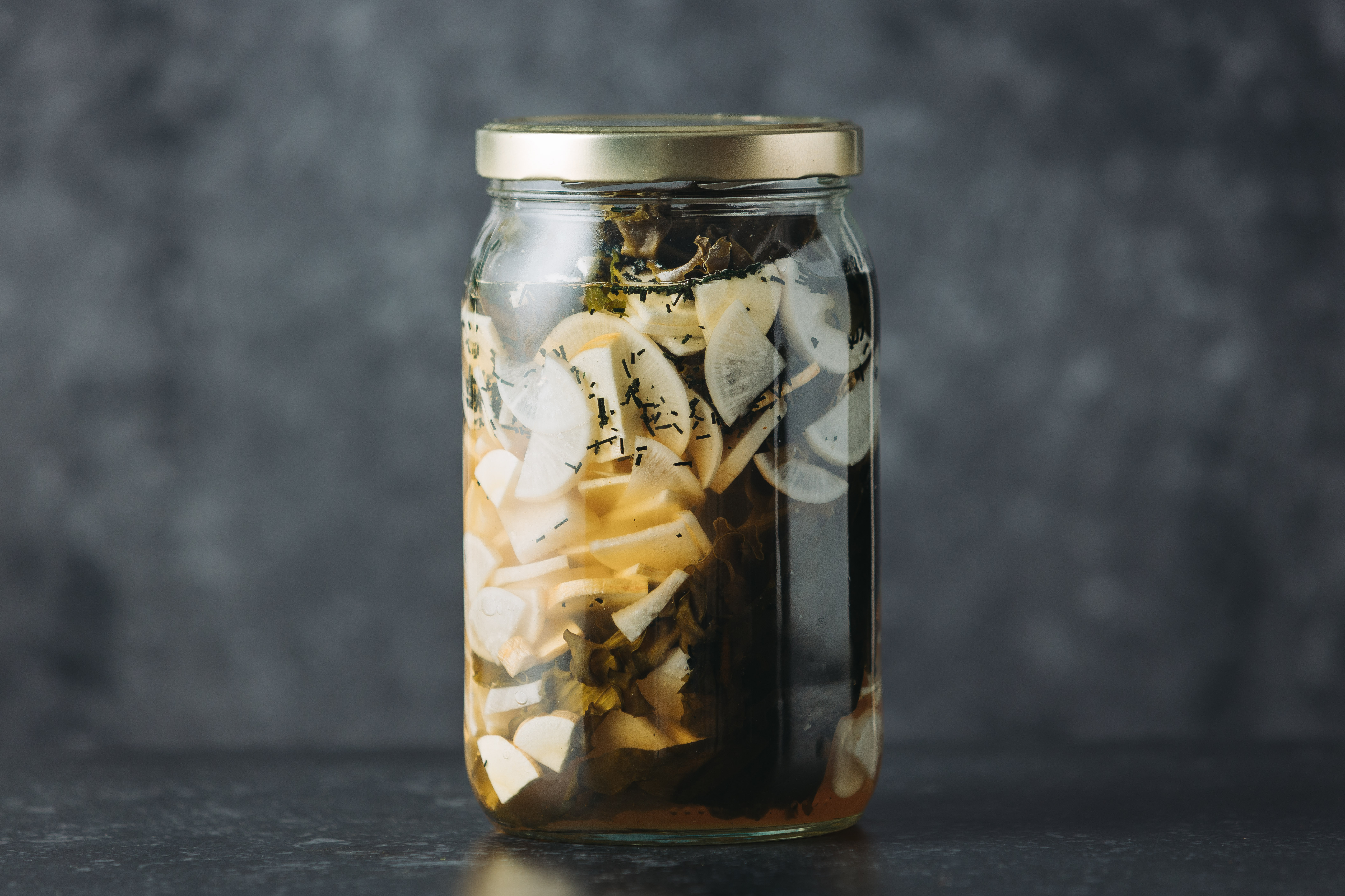 Chirivía y nabos con espirulina y algas