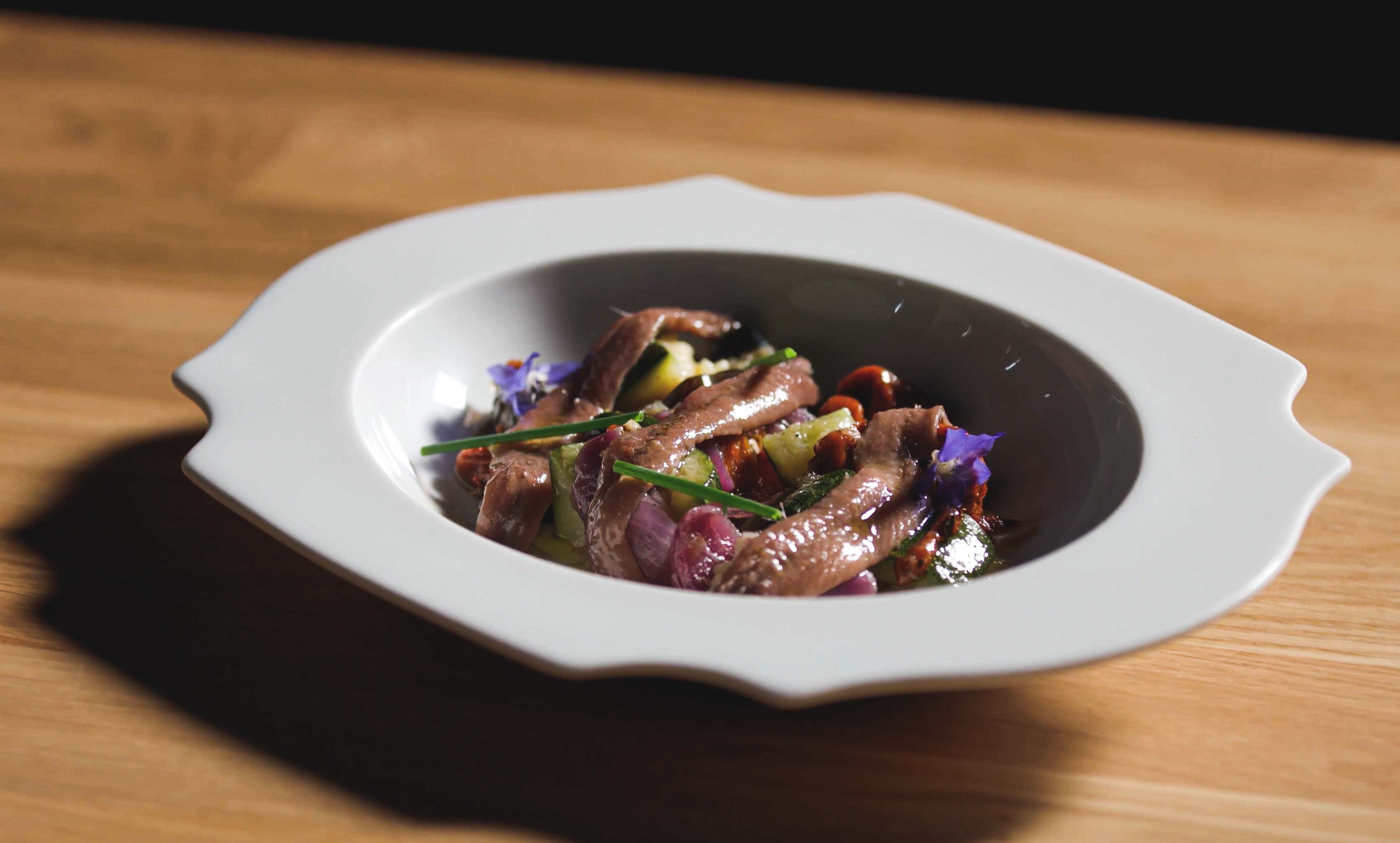 Roasted vegetables salad with Cantabrian anchovies
