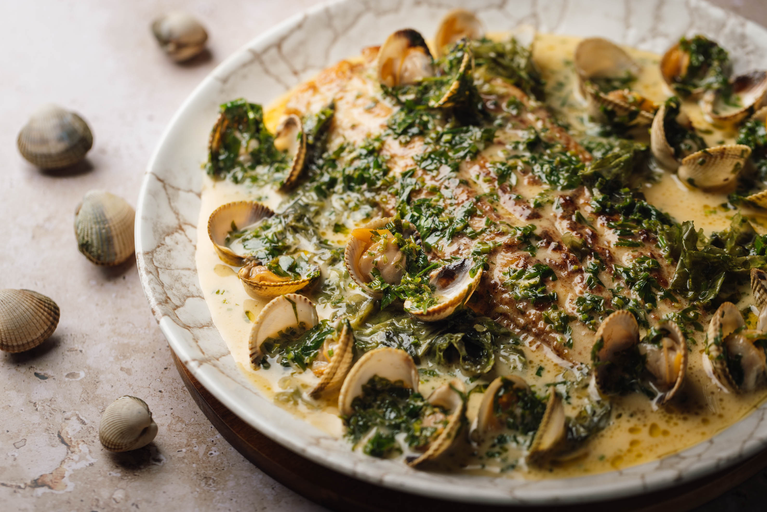 Dover sole with cockles and beurre blanc