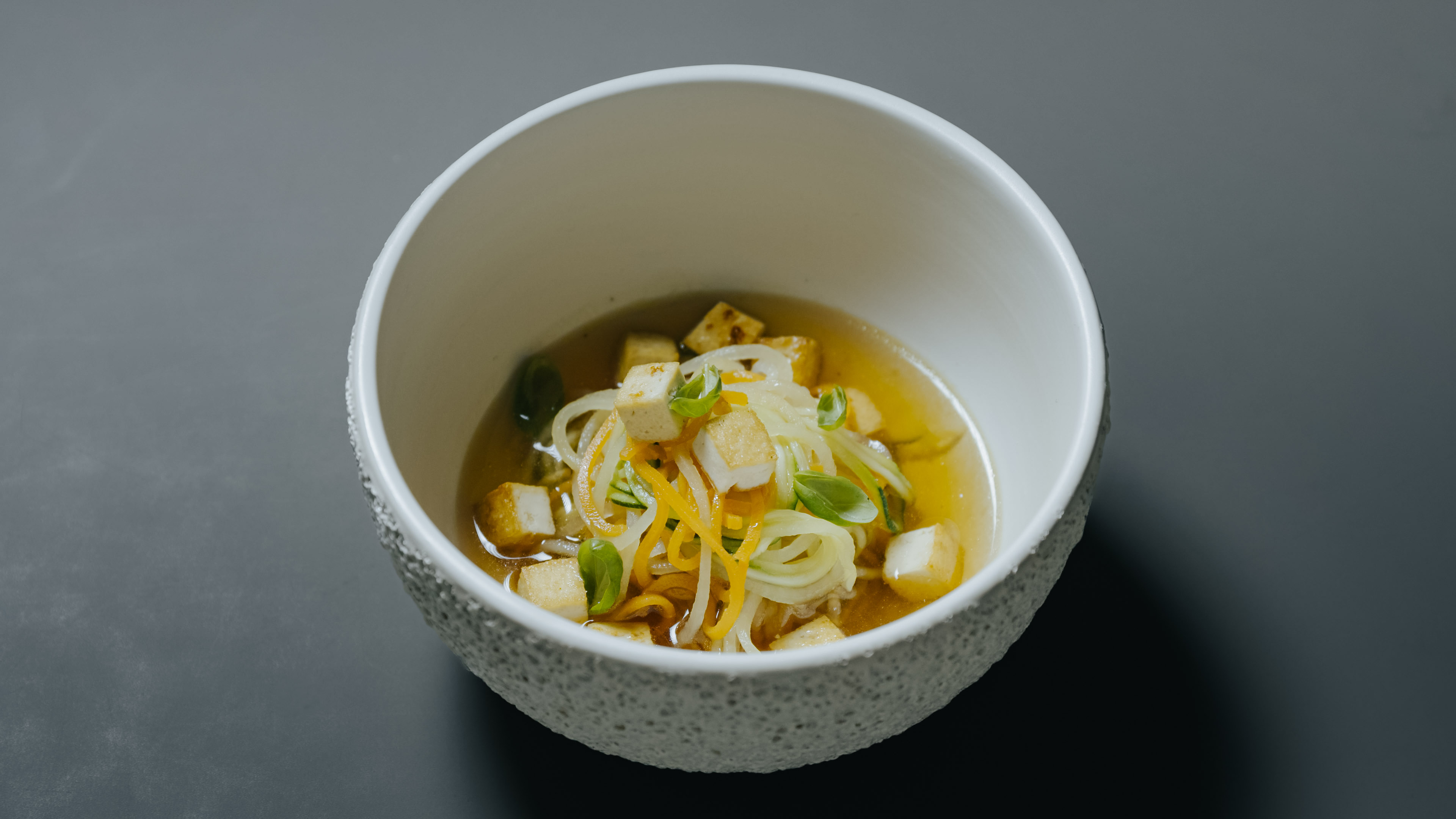 Vegetable spaghetti and Tofu