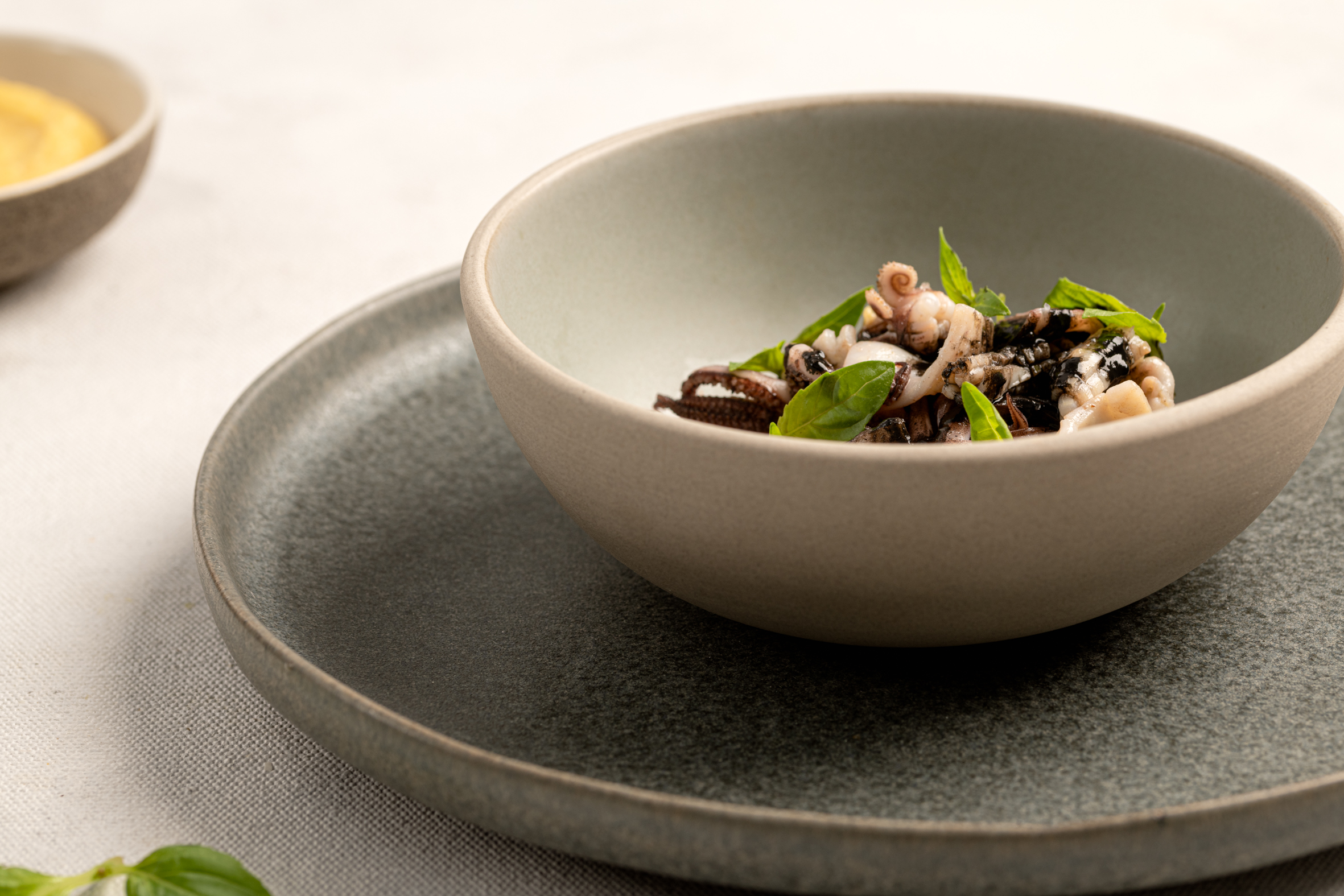 Black squid, corn and cashew nuts