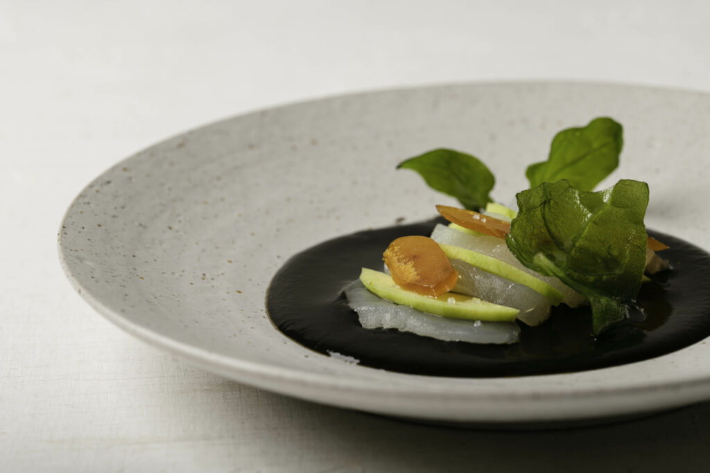 Black aguachile with cured fish