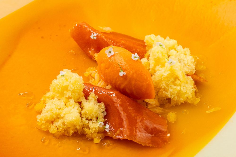 Orange Escabeche with Carrot Sorbet and Nitro Segments