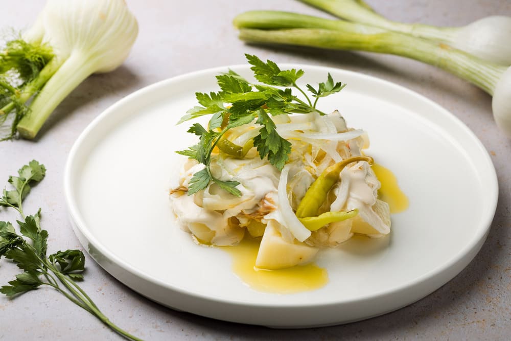 Potato and sea bass salad