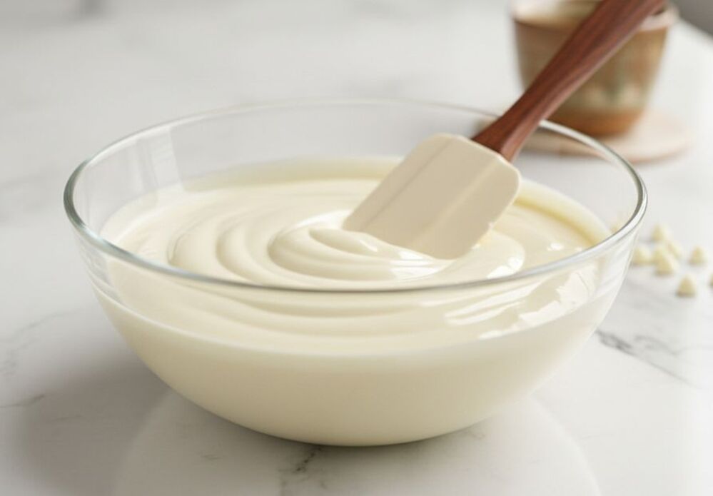 Ganache montada de chocolate blanco y vainilla