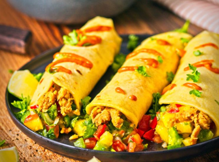 Chicken' Burrito with Bean Salad