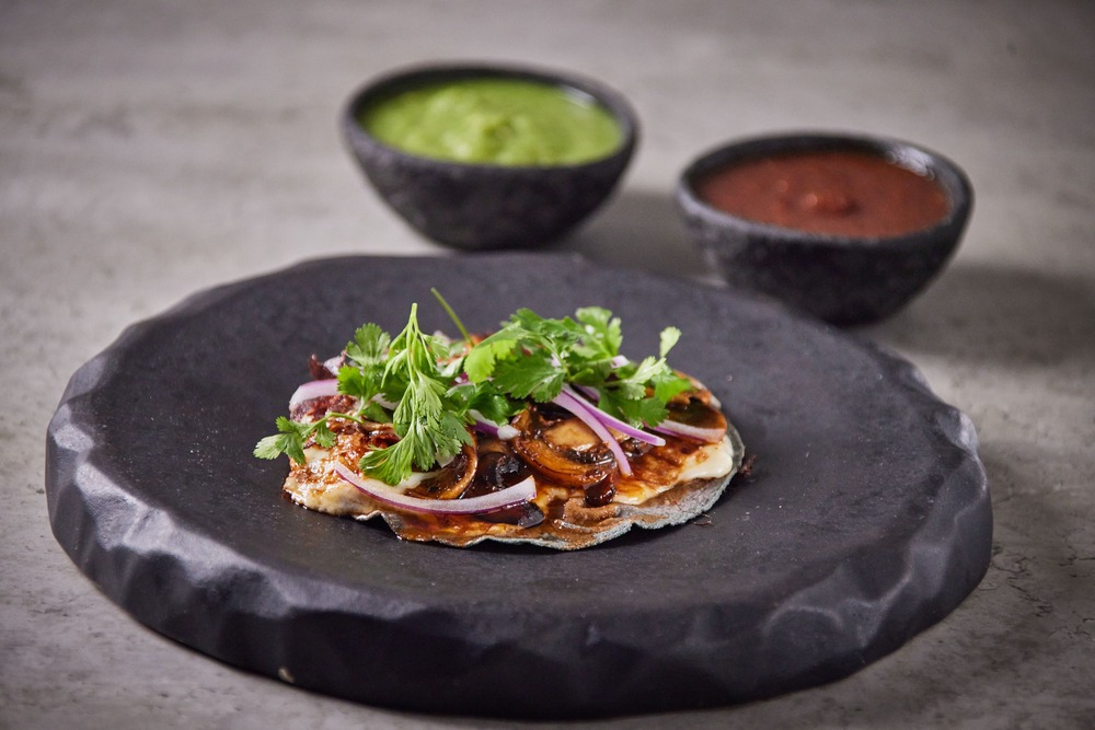 Taco de birria de champiñones y queso