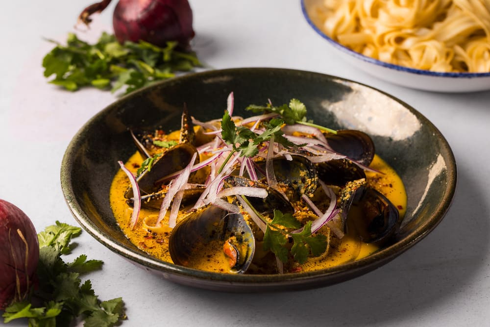 Hot Ceviche with Mussels and Noodles