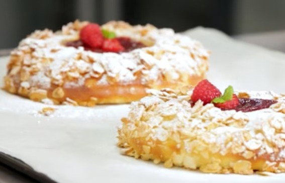 Raspberry and almond brioche
