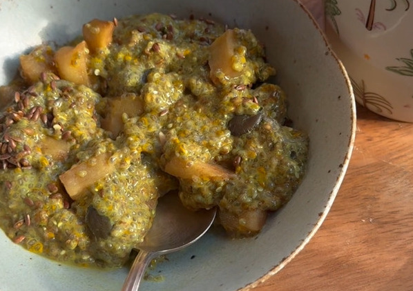 Chia pudding with apple compote