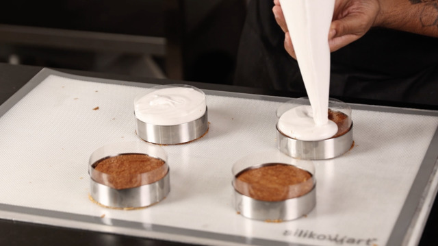 Finish the petit gateaux with a marshmallow layer